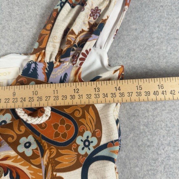 StudioF Babydoll Top Women's Small Gold Blue Floral Y2K 90s Boho Hippie - Picture 7 of 10